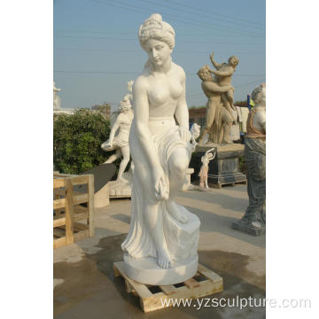 White Marble Nude Statue Carving for Home Decoration